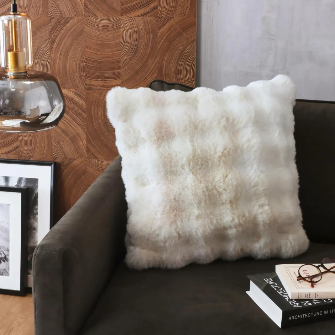 Coussin Et Housse|EMINZA Coussin carré fausse fourrure (50 x 50 cm) Toronto Ivoire