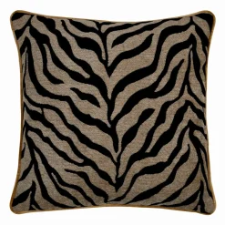 Coussin Et Housse|STOF Coussin carré fausse fourrure zébre (45 x 45 cm) Fauves Noir