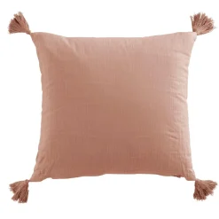 Coussin Et Housse|EMINZA Coussin carré gaze de coton (40 x 40 cm) Gaïa Rose Pêche