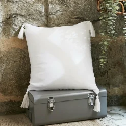 Coussin Et Housse|EMINZA Coussin carré gaze de coton (40 x 40 cm) Gaïa chantilly Blanc