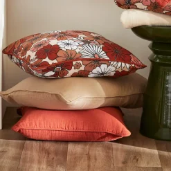 Coussin Et Housse|EMINZA Coussin carré gaze de coton (45 x 45 cm) Gaïa Azalée Terracotta