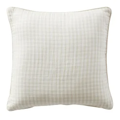 Coussin Et Housse|EMINZA Coussin carré gaze de coton (45 x 45 cm) Gaïa vichy Beige