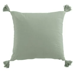 Coussin Et Housse|EMINZA Coussin carré gaze de coton (40 x 40 cm) Gaïa Vert Eucalyptus