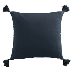 Coussin Et Housse|EMINZA Coussin carré gaze de coton (40 x 40 cm) Gaïa Bleu nuit