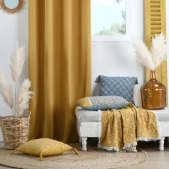 Coussin Et Housse|LOVELY CASA Coussin carré gaze de coton (40 cm) Sunda indigo Bleu