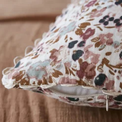 Coussin Et Housse|EMINZA Coussin carré gaze de coton (40 x 40 cm) Constance pampa Beige