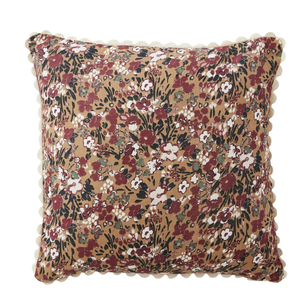 Coussin Et Housse|EMINZA Coussin carré gaze de coton (40 x 40 cm) Constance Camel