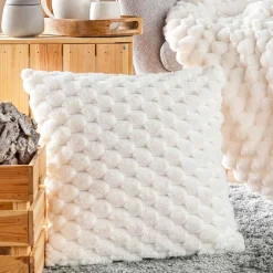 Coussin Et Housse|douceur d'intu017drieur Coussin carré imitation fourrure (45 x 45 cm) Frosty Ecru