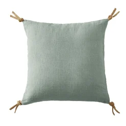 Coussin Et Housse|EMINZA Coussin carré lin lavé (45 cm) Louise Vert Eucalyptus