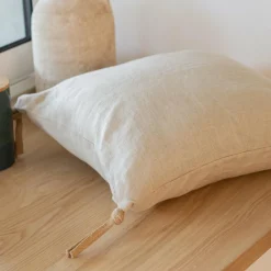 Coussin Et Housse|EMINZA Coussin carré lin lavé (45 cm) Louise Beige