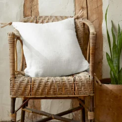 Coussin Et Housse|EMINZA Coussin carré lin lavé (45 cm) Louise Blanc