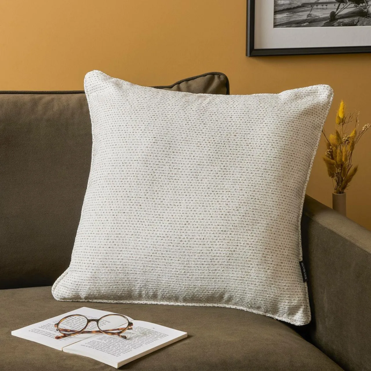 Coussin Et Housse|EMINZA Coussin carré tissé (50 x 50 cm) Oscar Ivoire