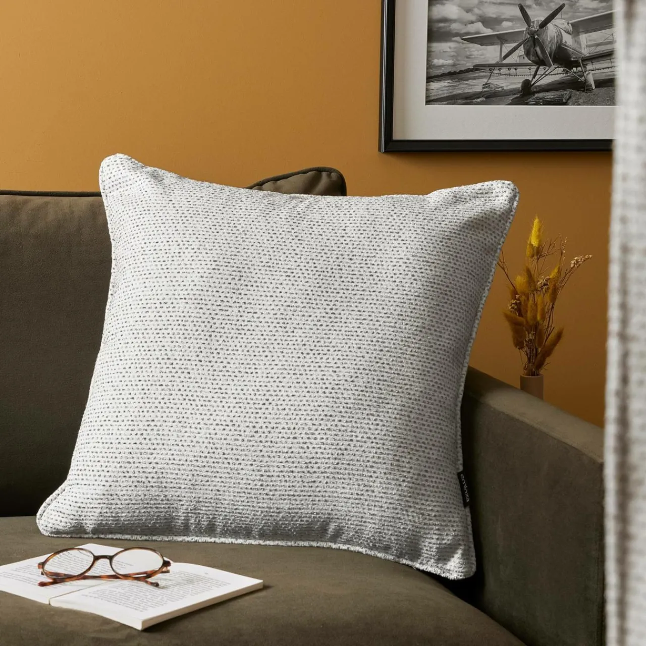 Coussin Et Housse|EMINZA Coussin carré tissé (50 x 50 cm) Oscar perle Gris