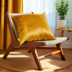 Coussin Et Housse|EMINZA Coussin carré velours (60 x 60 cm) Fern Jaune ocre