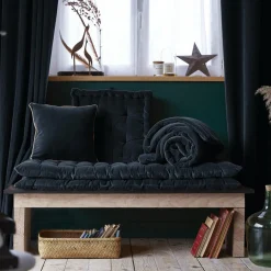 Coussin Et Housse|EMINZA Coussin carré velours de coton (45 x 45 cm) Victor Bleu nuit