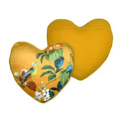 Coussin Et Housse|STOF Coussin cœur effet soie (40 x 40 cm) Emmy Jaune moutarde