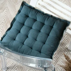 Galette De Chaise|STOF Coussin de chaise carré coton (38 x 38 cm) Helios Bleu