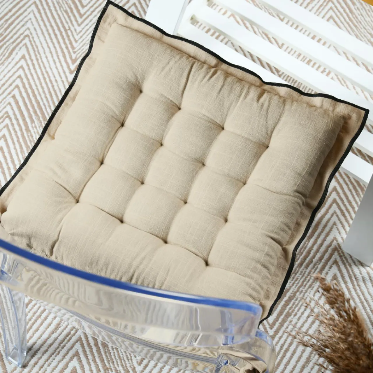 Galette De Chaise|STOF Coussin de chaise carré coton (38 x 38 cm) Helios Ecru