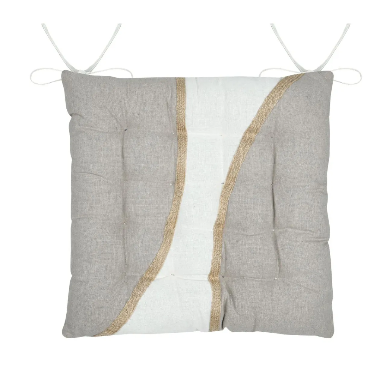 Galette De Chaise|STOF Coussin de chaise carré coton (38 x 38 cm) Blokken Ecru