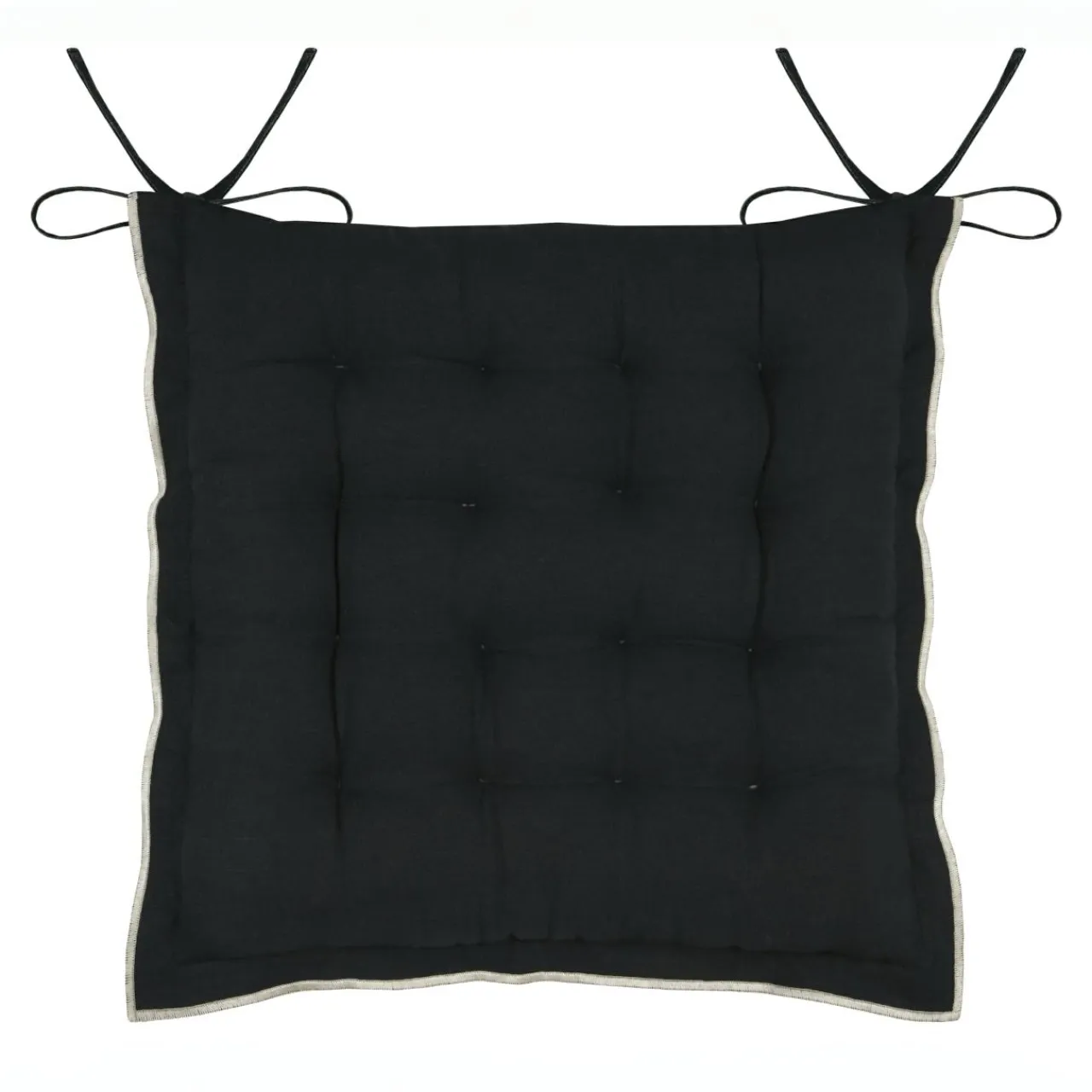 Galette De Chaise|STOF Coussin de chaise carré coton (38 x 38 cm) Helios Noir