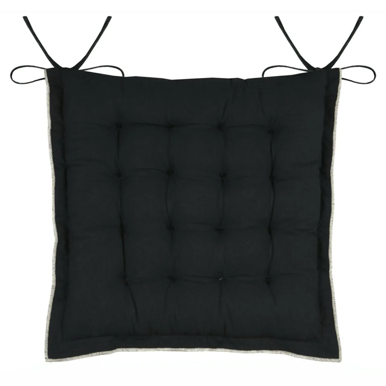 Galette De Chaise|STOF Coussin de chaise carré coton (38 x 38 cm) Helios Noir