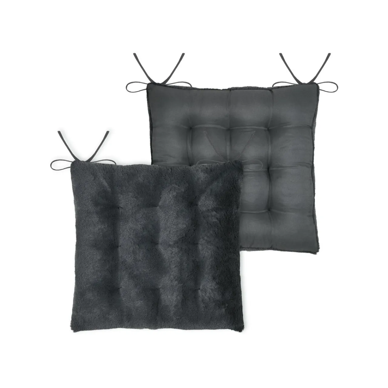 Galette De Chaise|STOF Coussin de chaise carré fausse fourrure (40 x 40 cm) Asgard Gris carbone Gris foncé