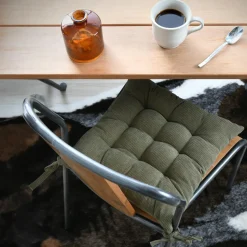 Galette De Chaise|STOF Coussin de chaise carré velours (38 x 38 cm) Dandy Vert kaki