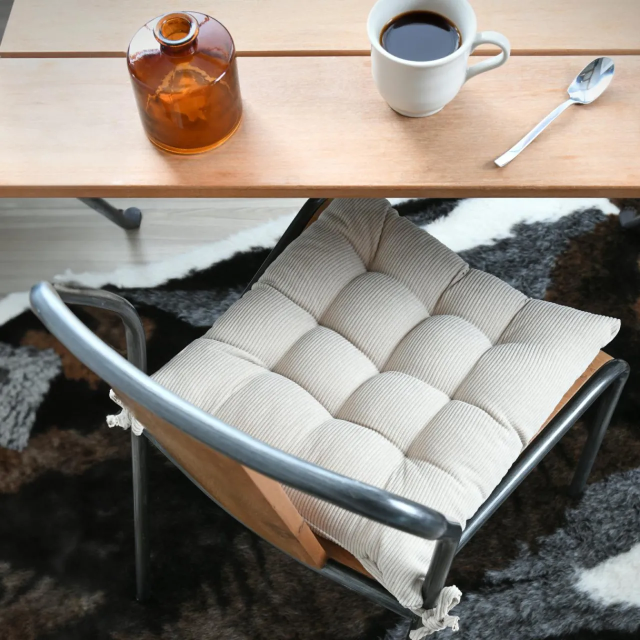 Galette De Chaise|STOF Coussin de chaise carré velours (38 x 38 cm) Dandy Beige