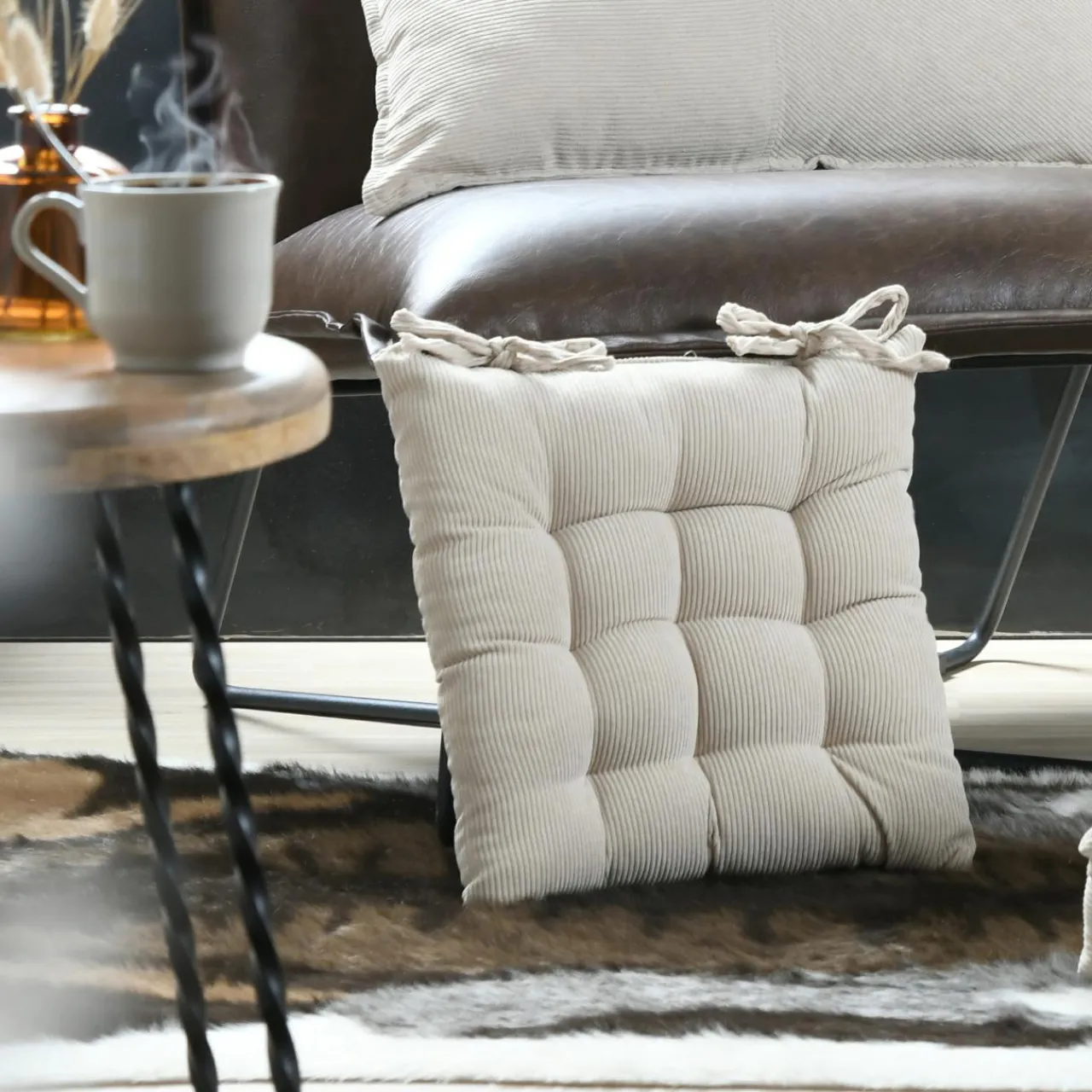 Galette De Chaise|STOF Coussin de chaise carré velours (38 x 38 cm) Dandy Beige