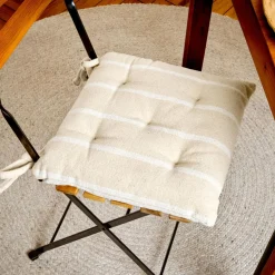 Coussin Chaise Et Fauteuil|EMINZA Coussin de chaise extérieur toile de coton (40 x 40 cm) Ocealys Blanc