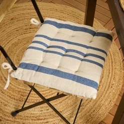 Coussin Chaise Et Fauteuil|EMINZA Coussin de chaise extérieur carré (38 x 38 cm) Nautira Bleu marine