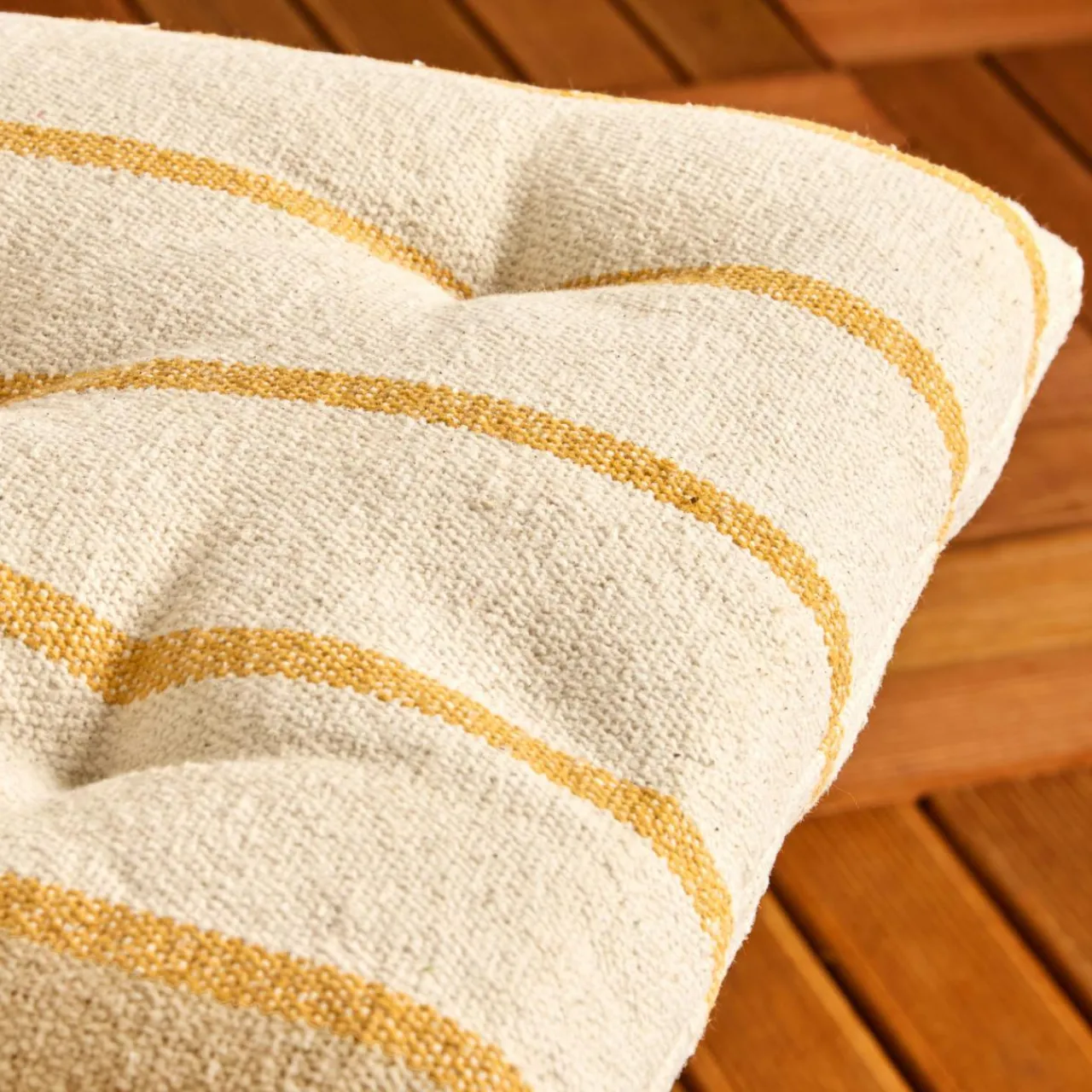 Coussin Chaise Et Fauteuil|EMINZA Coussin de chaise extérieur toile de coton (40 x 40 cm) Ocealys Jaune moutarde