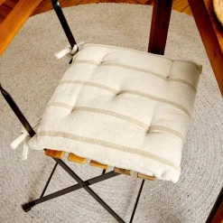 Coussin Chaise Et Fauteuil|EMINZA Coussin de chaise extérieur toile de coton (40 x 40 cm) Ocealys Beige