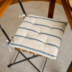 Coussin Chaise Et Fauteuil|EMINZA Coussin de chaise extérieur toile de coton (40 x 40 cm) Ocealys Bleu marine