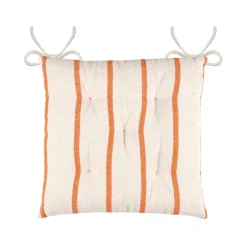 Coussin Chaise Et Fauteuil|EMINZA Coussin de chaise extérieur toile de coton (40 x 40 cm) Ocealys Corail Orange