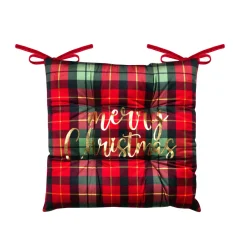 Plaid, Coussin Et Tapis De Noël|STOF Coussin de chaise Noël carré velours (38 x 38 cm) Harold Bordeaux