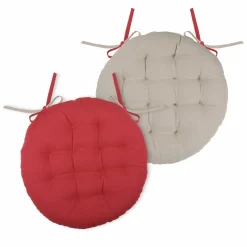Galette De Chaise|LOVELY CASA Coussin de chaise rond (38 cm) Duo Rouge
