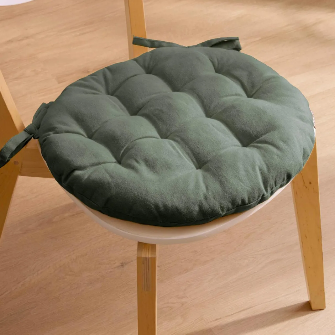 Galette De Chaise|EMINZA Coussin de chaise rond coton (40 cm) Pixel Vert kaki
