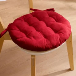 Galette De Chaise|EMINZA Coussin de chaise rond coton (40 cm) Pixel Rouge