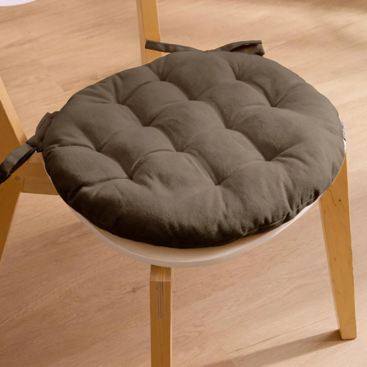 Galette De Chaise|EMINZA Coussin de chaise rond coton (40 cm) Pixel Taupe