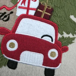 Plaid, Coussin Et Tapis De Noël|STOF Coussin de Noël brodé (45 x 45 cm) Vœux Merry Christmas Naturel Multicolore