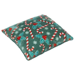 Plaid, Coussin Et Tapis De Noël|FEERIC LIGHTS Coussin de Noël carré (40 cm) Houx et sucre d'orge Vert