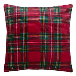 Plaid, Coussin Et Tapis De Noël|STOF Coussin de Noël carré (45 x 45 cm) Carreaux Tartan Vert et Rouge