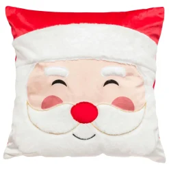 Plaid, Coussin Et Tapis De Noël|JJA Coussin de Noël carré (40 x 40 cm) Joyeux Papa Noël Blanc et Rouge