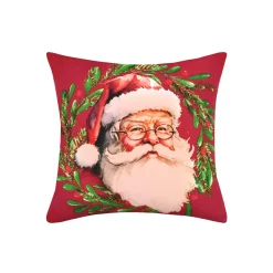 Plaid, Coussin Et Tapis De Noël|STOF Coussin de Noël carré coton (40 x 40 cm) Père Noël Harold Rouge