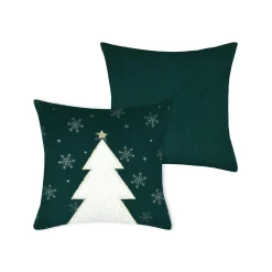 Plaid, Coussin Et Tapis De Noël|STOF Coussin de Noël carré velours (45 x 45 cm) Harold sapin Vert