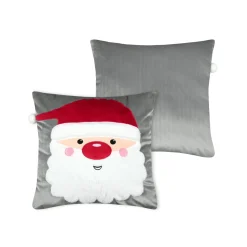 Plaid, Coussin Et Tapis De Noël|STOF Coussin de Noël carré velours (45 x 45 cm) Edgard Père Noël Gris