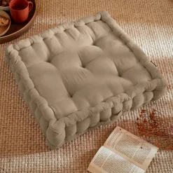 Coussin De Sol|EMINZA Coussin de sol carré gaze de coton (50 x 50 cm) Gaïa Ficelle