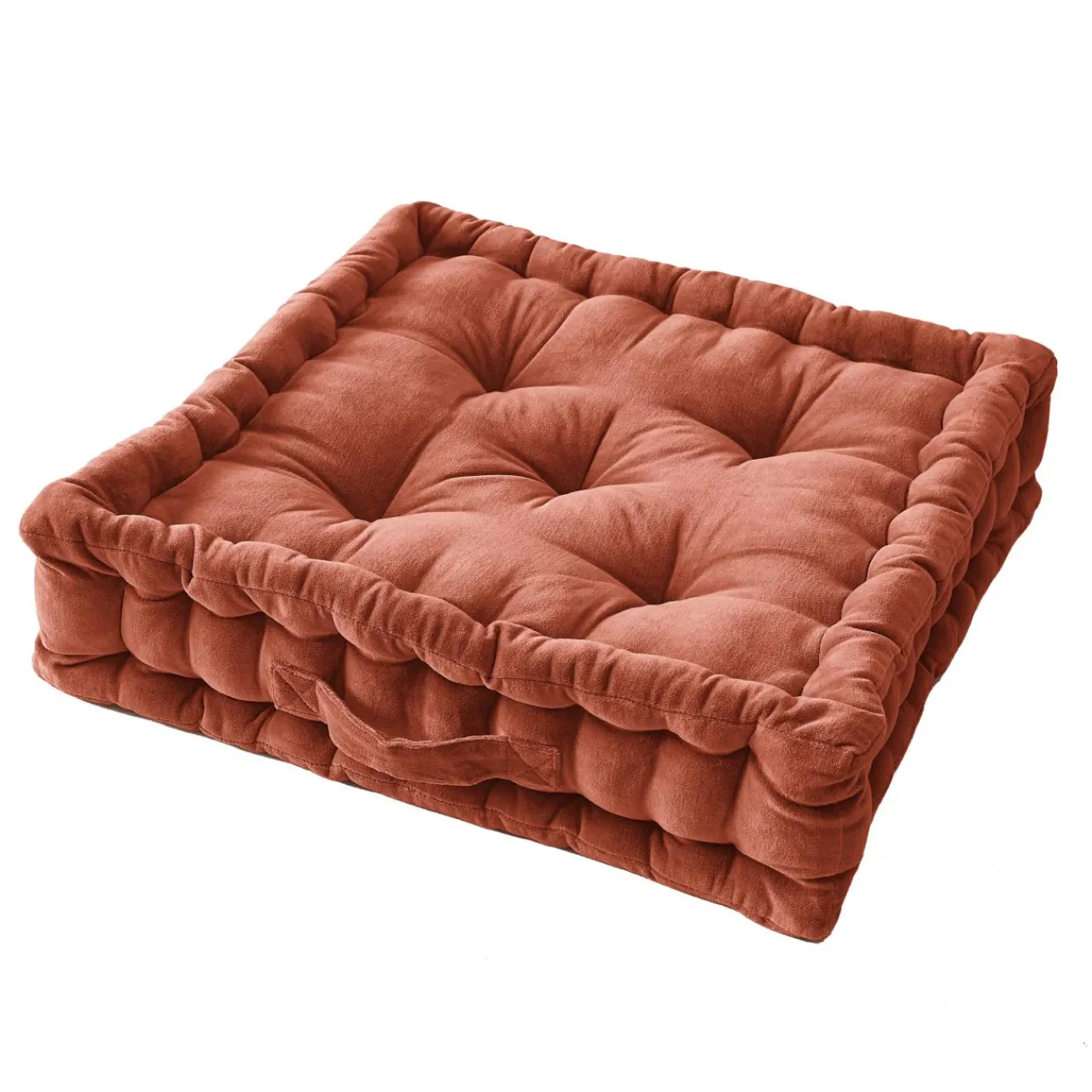 Coussin De Sol|EMINZA Coussin de sol carré velours de coton (50 x 50 cm) Victor Terracotta