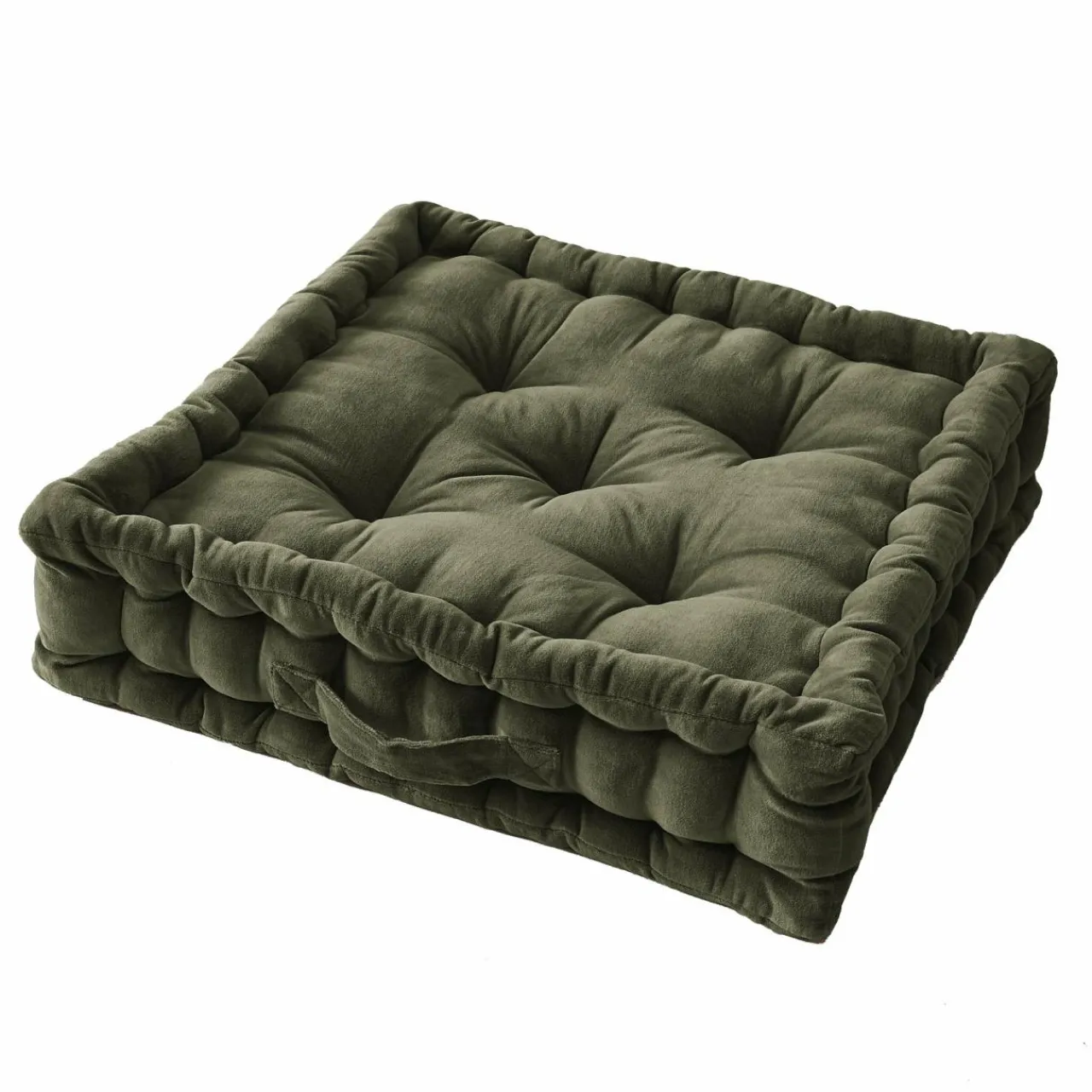 Coussin De Sol|EMINZA Coussin de sol carré velours de coton (50 x 50 cm) Victor thym Vert